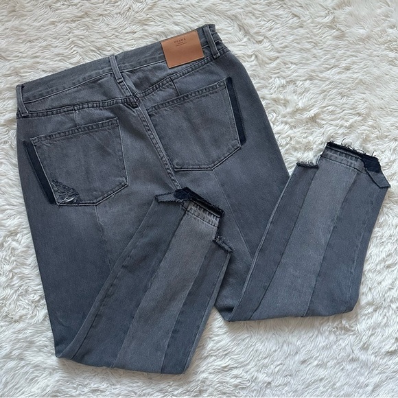 Frame Jeans Denim Nouveau Le Mix Straight Leg Crop Distressed Raw Hem Gray 32 - Picture 4 of 14
